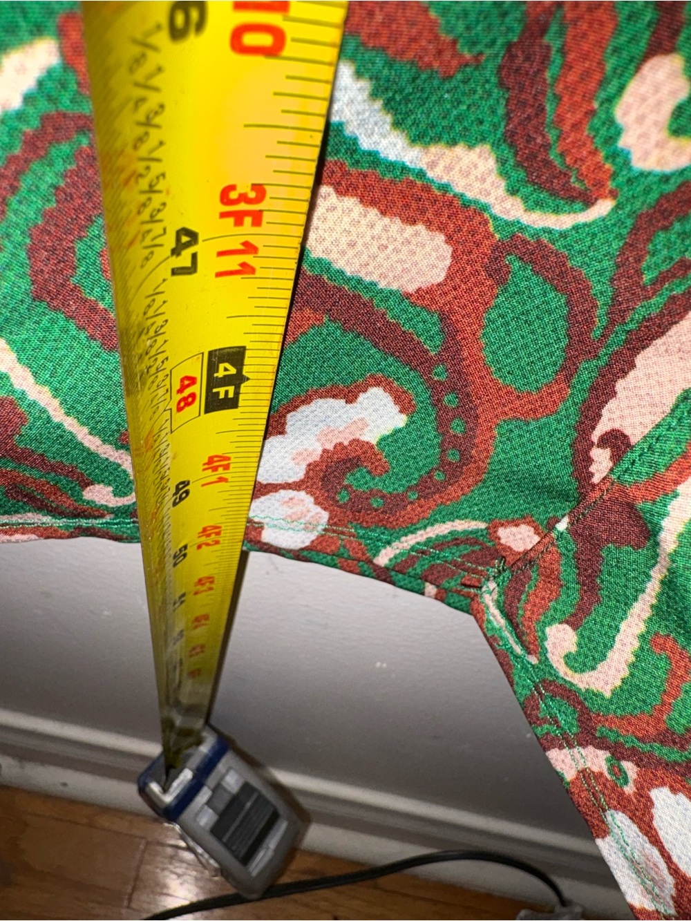 Zara Green Patterned Long-Sleeve Side-Slit Dress - Picture 6 of 8